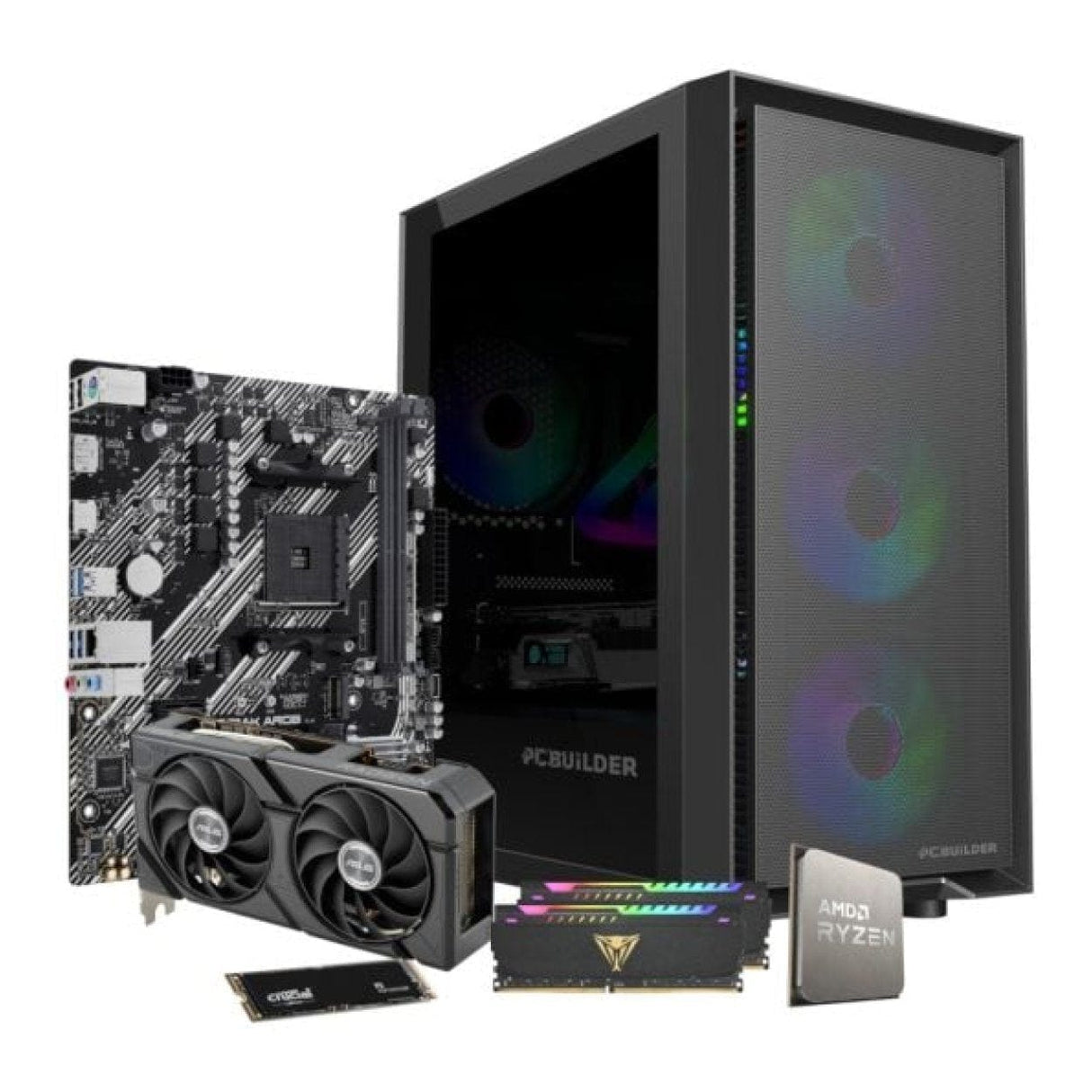 PCBuilder PATHFINDER Gaming Desktop PC - AMD Ryzen 5 5600X 1TB SSD 16GB RAM Radeon RX7600 Win 11 Home