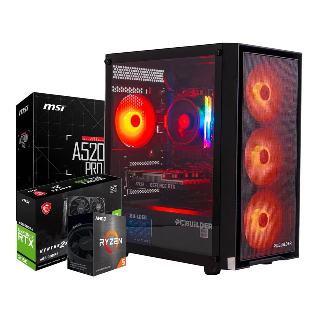 PCBuilder SCOUT Gaming Desktop PC - AMD Ryzen 5 5500 1TB SSD 16GB RAM RTX 3050 Win 11 Home