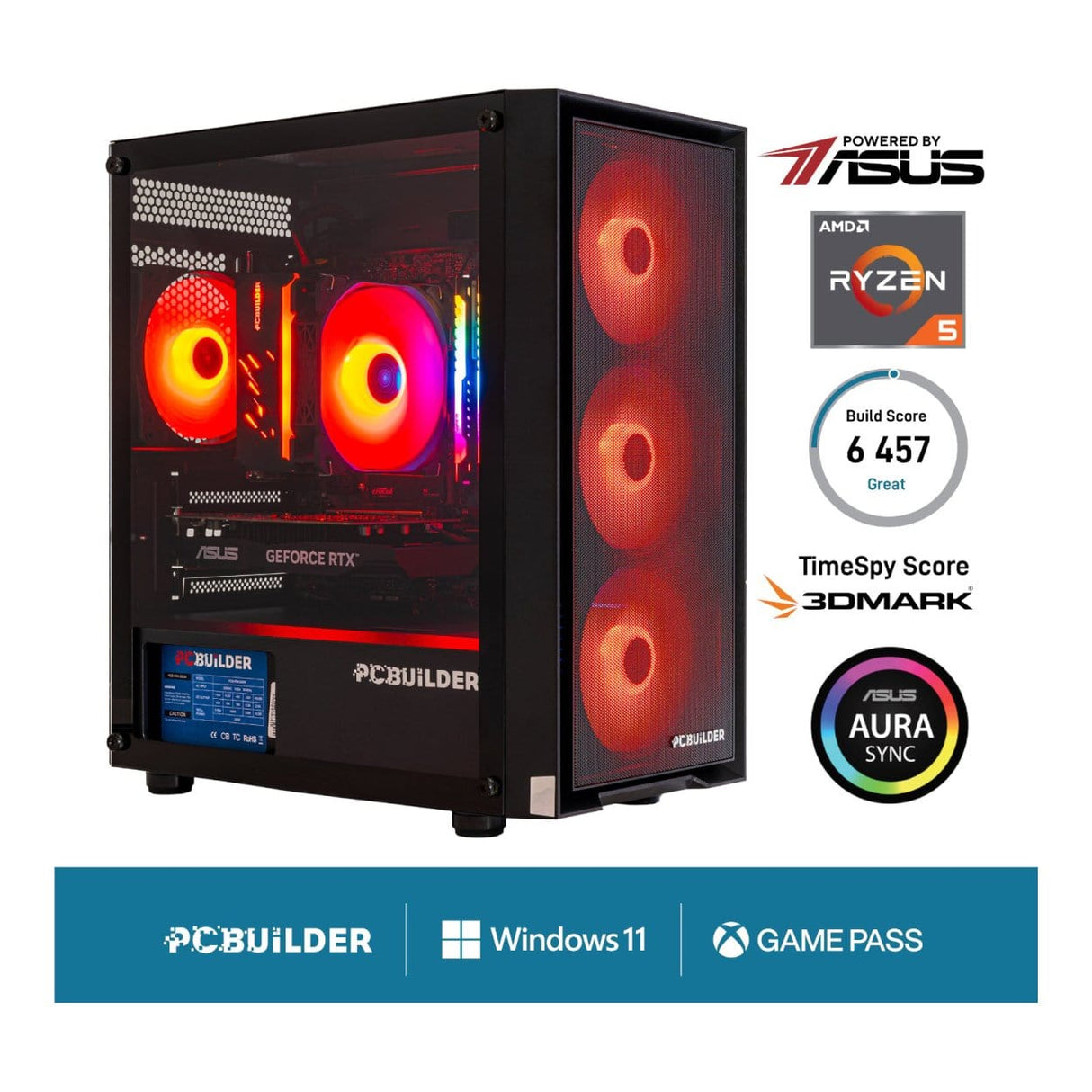 PCBuilder SENTINEL Gaming Desktop PC - AMD Ryzen 5 5600X 1TB SSD 16GB RAM RTX 3050 Win 11 Home