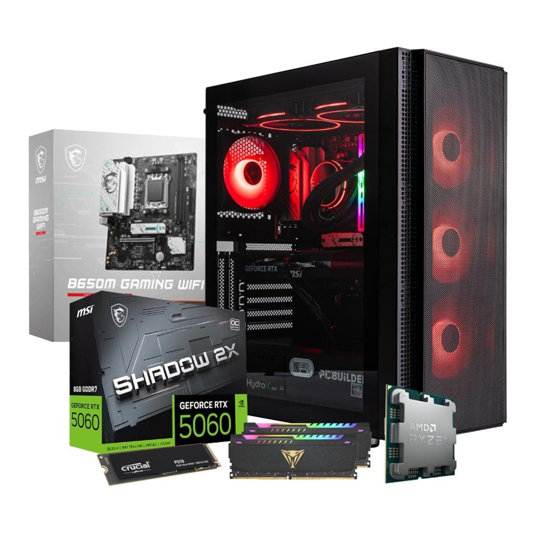 PCBuilder SPECIALIST Gaming Desktop PC - AMD Ryzen 5 7600 1TB SSD 32GB RAM RTX 5060 Win 11 Home