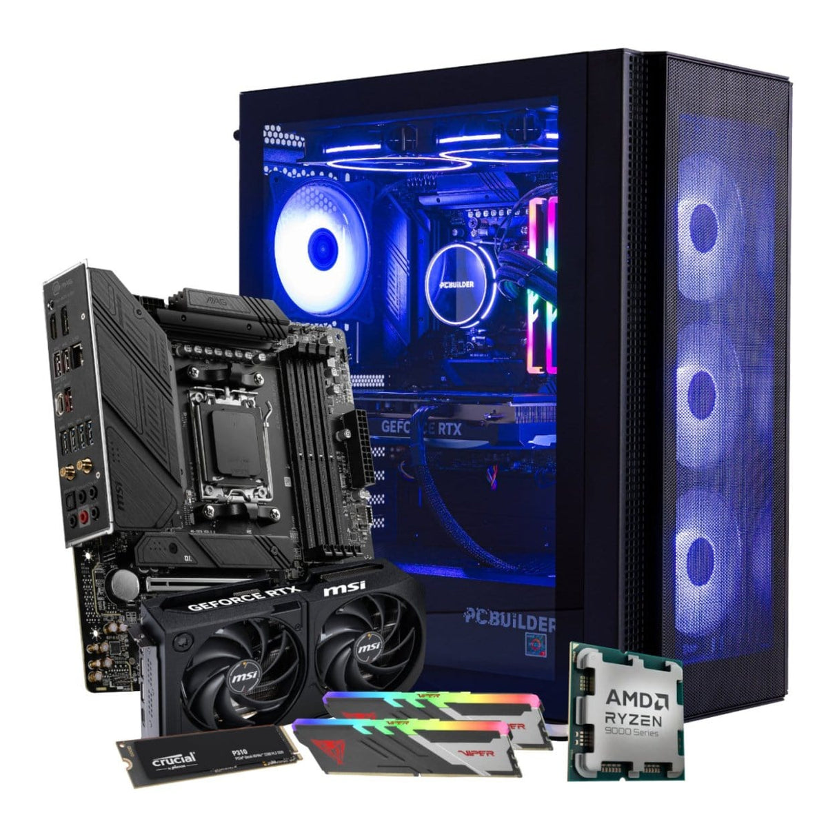 PCBuilder TACTICIAN Gaming Desktop PC - Ryzen 7 9700X 2TB SSD 32GB RAM GeForce RTX 5070 Win 11 Home