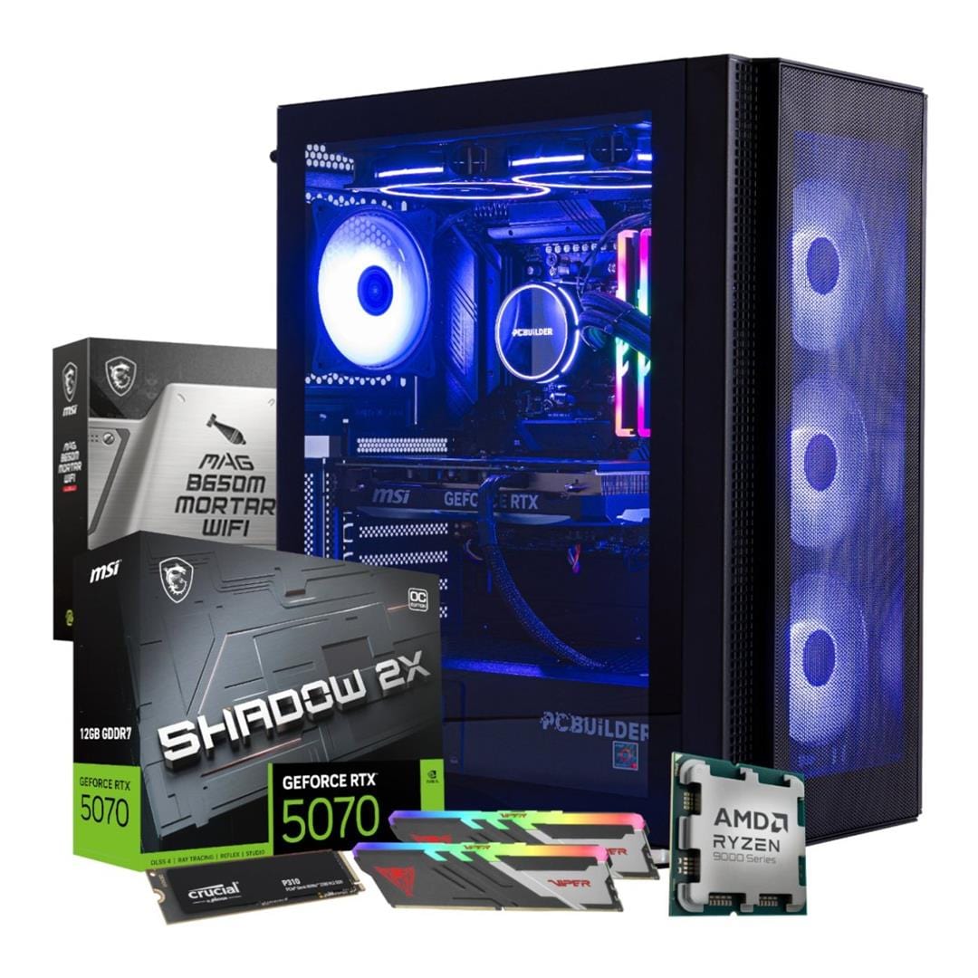 PCBuilder TACTICIAN Gaming Desktop PC - Ryzen 7 9700X 2TB SSD 32GB RAM GeForce RTX 5070 Win 11 Home