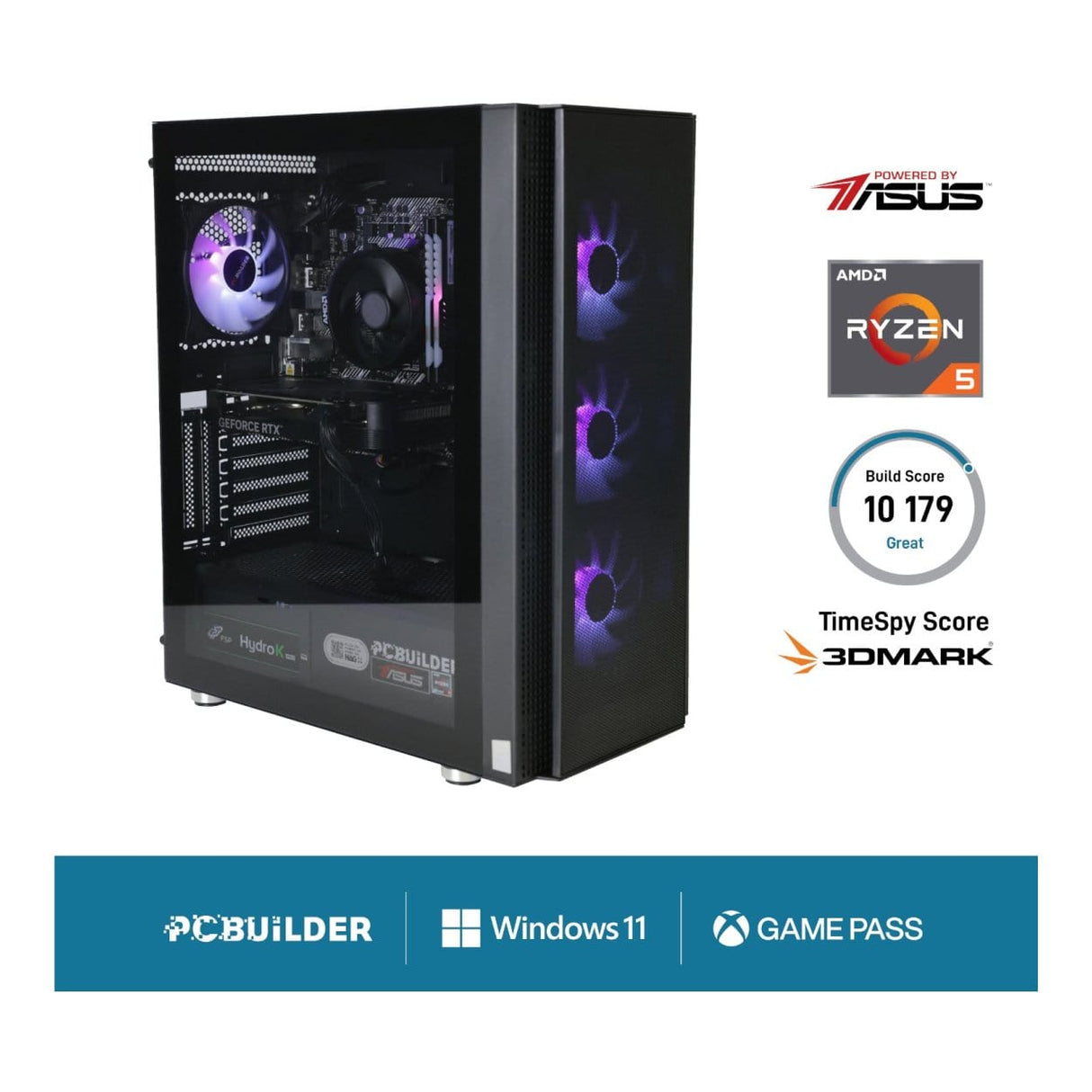 PCBuilder TITAN Gaming Desktop PC - Ryzen 5 5600X 1TB SSD 16GB RAM GeForce RTX 4060 Win 11 Home