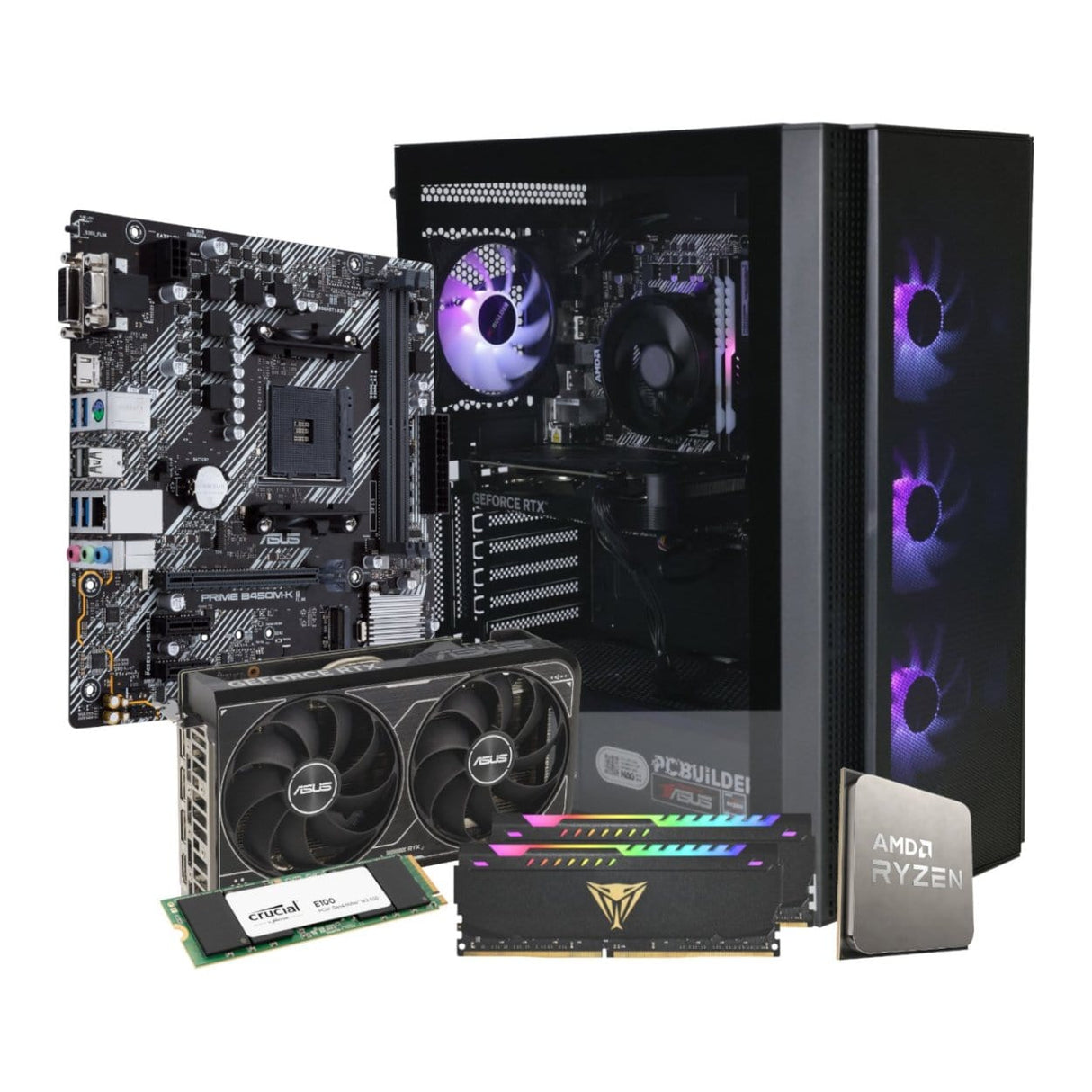 PCBuilder TITAN Gaming Desktop PC - Ryzen 5 5600X 1TB SSD 16GB RAM GeForce RTX 4060 Win 11 Home