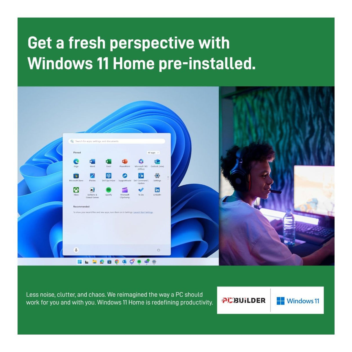 PCBuilder WARDEN Gaming Desktop AI PC - AMD Ryzen 5 8600G 480GB SSD 32GB RAM Win 11 Home