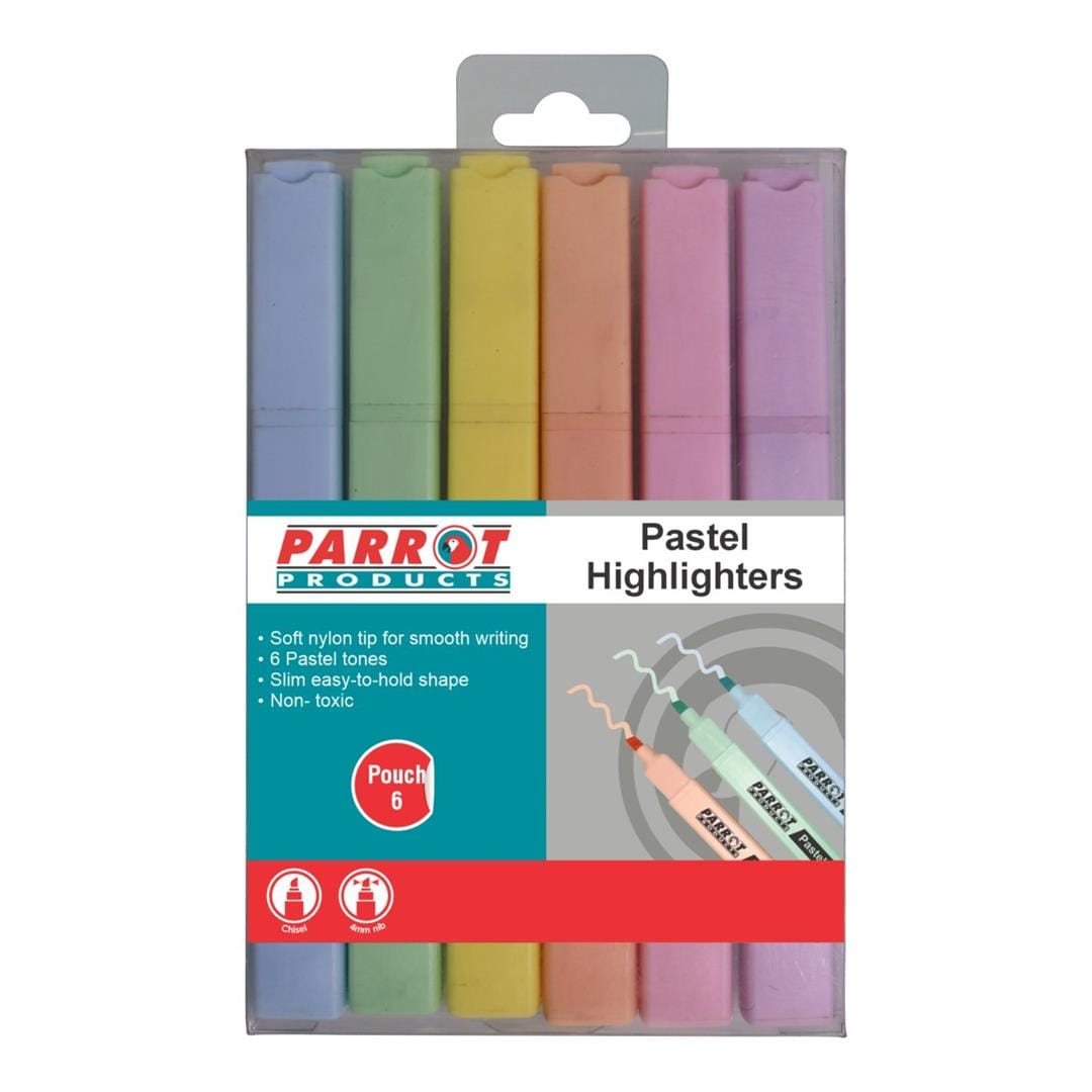Parrot Marker Highlighter Pastel Assorted Pouch 6-pack PH0606A
