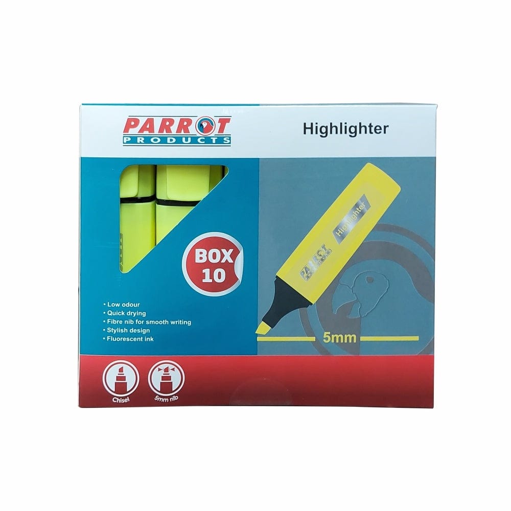 Parrot 10-pack Highlighter Marker Yellow PH1001Y