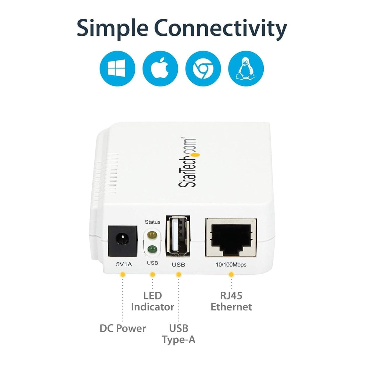 StarTech Printer Server Network Adapter White PM1115UW