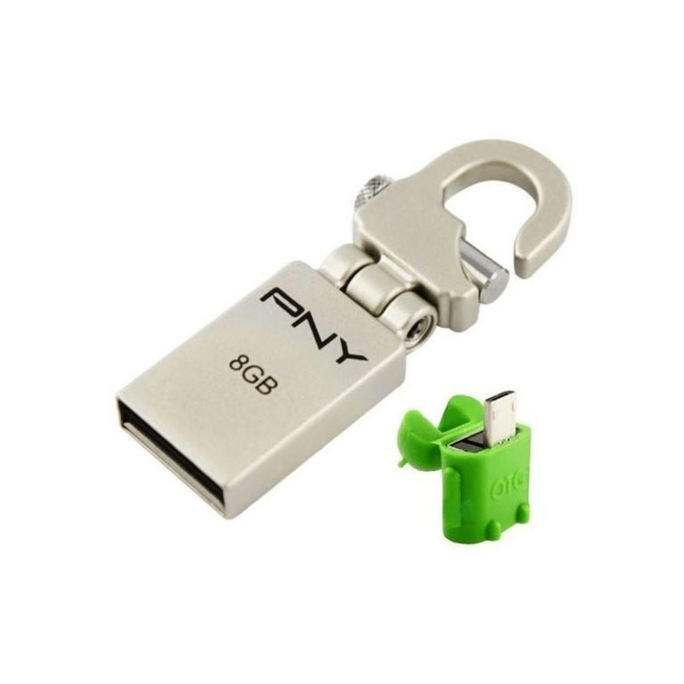 PNY 8GB Mini Hook OTG USB Flash Drive Green POTGA2-MHK8GB