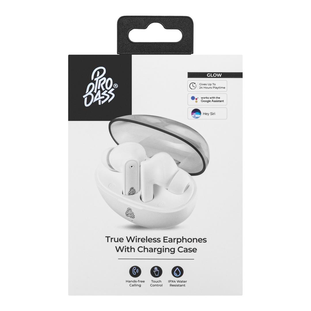 Pro Bass Glow Series TWS Earbuds - White PR-1086-WT