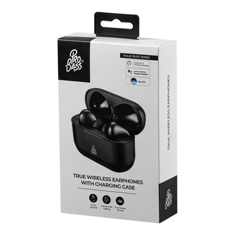 Pro Bass Pulse True Wireless Earbuds with Charging Case Black PR-1119-BK