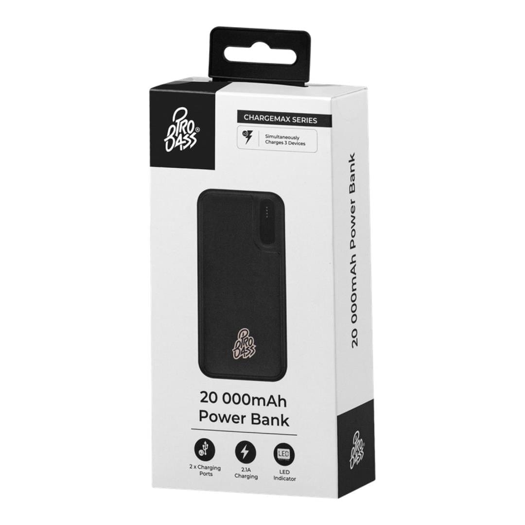Pro Bass ChargeMax 20,000mAh Power Bank Black PR-9006-BK20