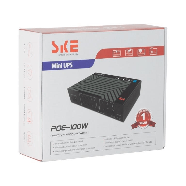 LinkQnet 100W 5V to 12V 17600mAh with 15V to 24V PoE Mini DC UPS PWR-DC-UPS-POE-100W