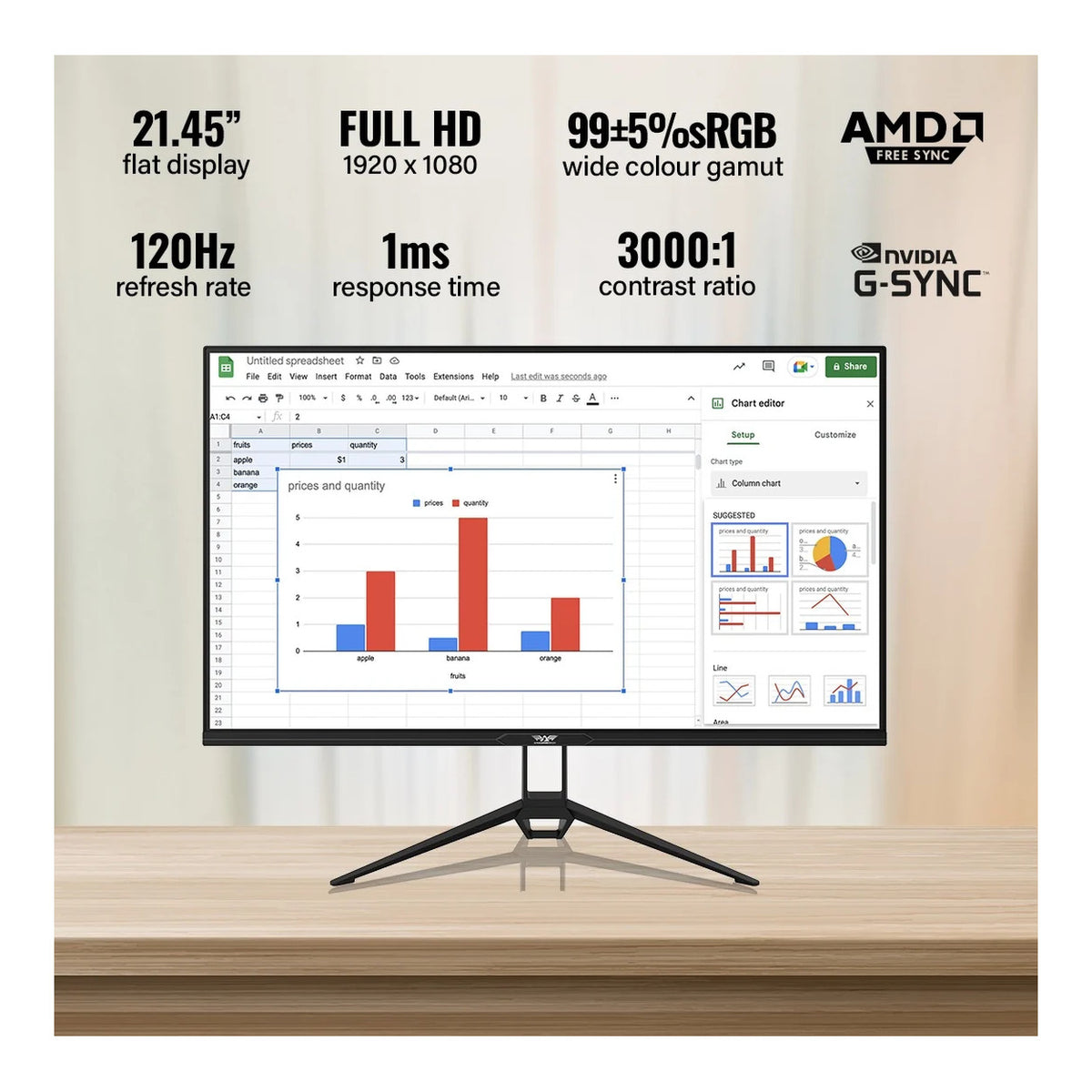Armaggeddon Pixxel+ PXP22G 21.45-inch 1920 x 1080p FHD 16:9 120Hz 1ms LCD VA Gaming Monitor