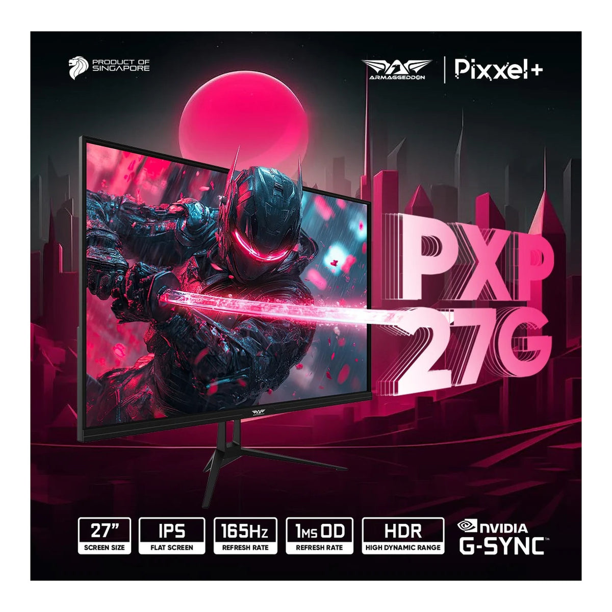 Armaggeddon Pixxel+ PXP27G 27-inch 1920 x 1080p FHD 16:9 165Hz 1ms LCD IPS Gaming Monitor
