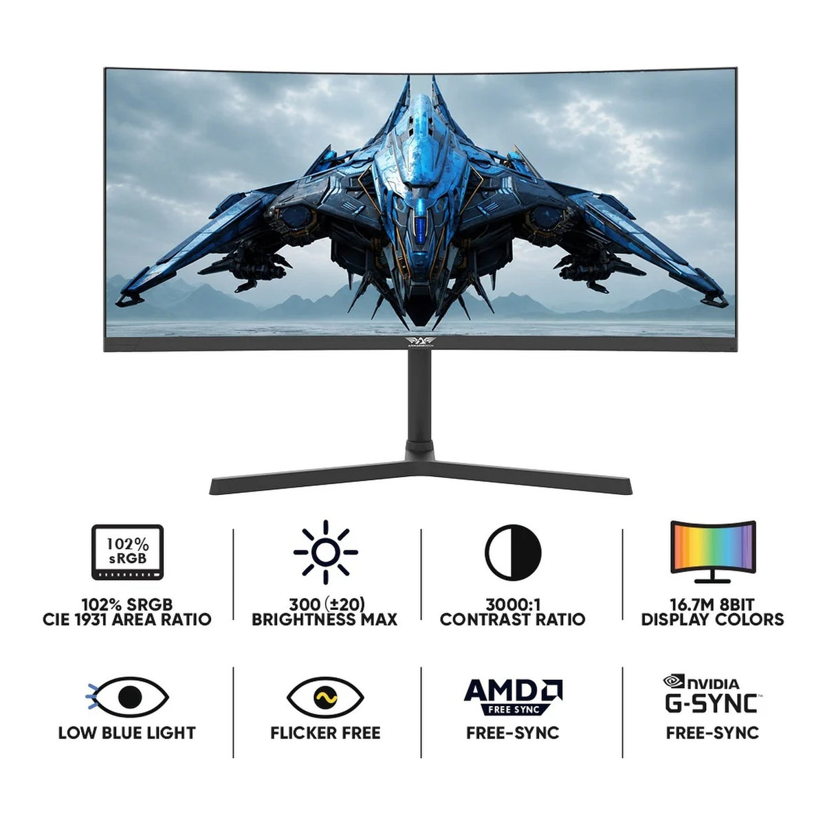 Armaggeddon Pixxel+ PXP30-XD 30-inch 2560 x 1080p WFHD 21:9 200Hz 3ms LCD VA Curved Gaming Monitor PXP30XDBLK