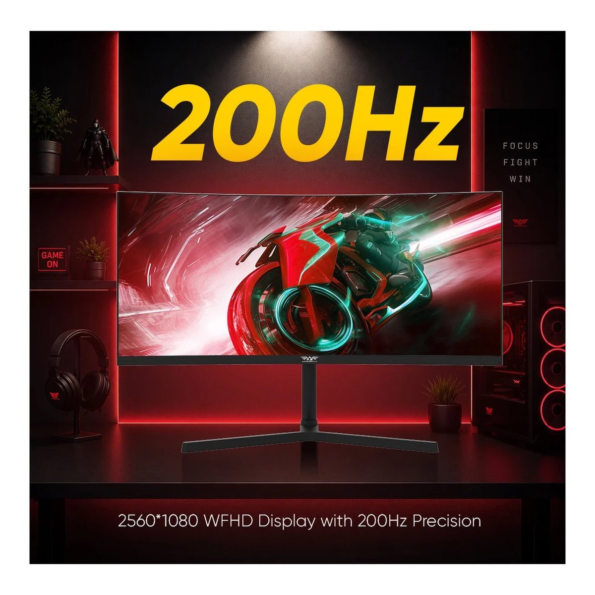 Armaggeddon Pixxel+ PXP30-XD 30-inch 2560 x 1080p WFHD 21:9 200Hz 3ms LCD VA Curved Gaming Monitor PXP30XDBLK