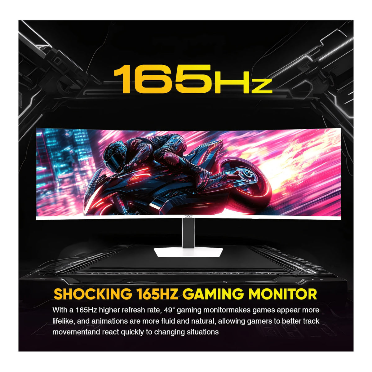 Armaggeddon Pixxel+ PXP49 Pro 49-inch 5120 x 1440p DQHD 32:9 165Hz 1ms LCD VA Curved Gaming Monitor PXP49PROBLK