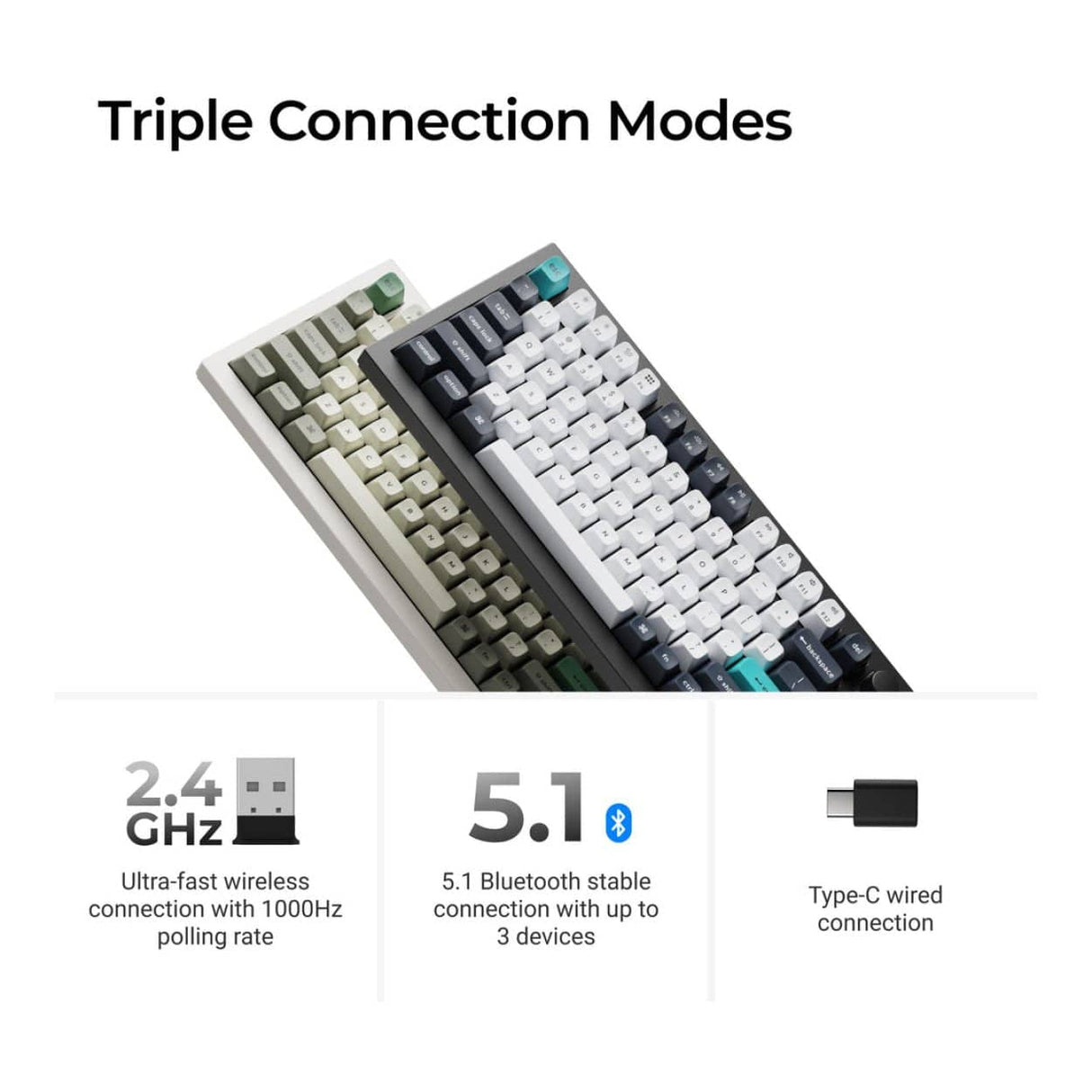 Keychron Q3 Max QMK/VIA TKL 80 RGB Gateron Jupiter Red Wireless Mechanical Keyboard Black Q3M-M1