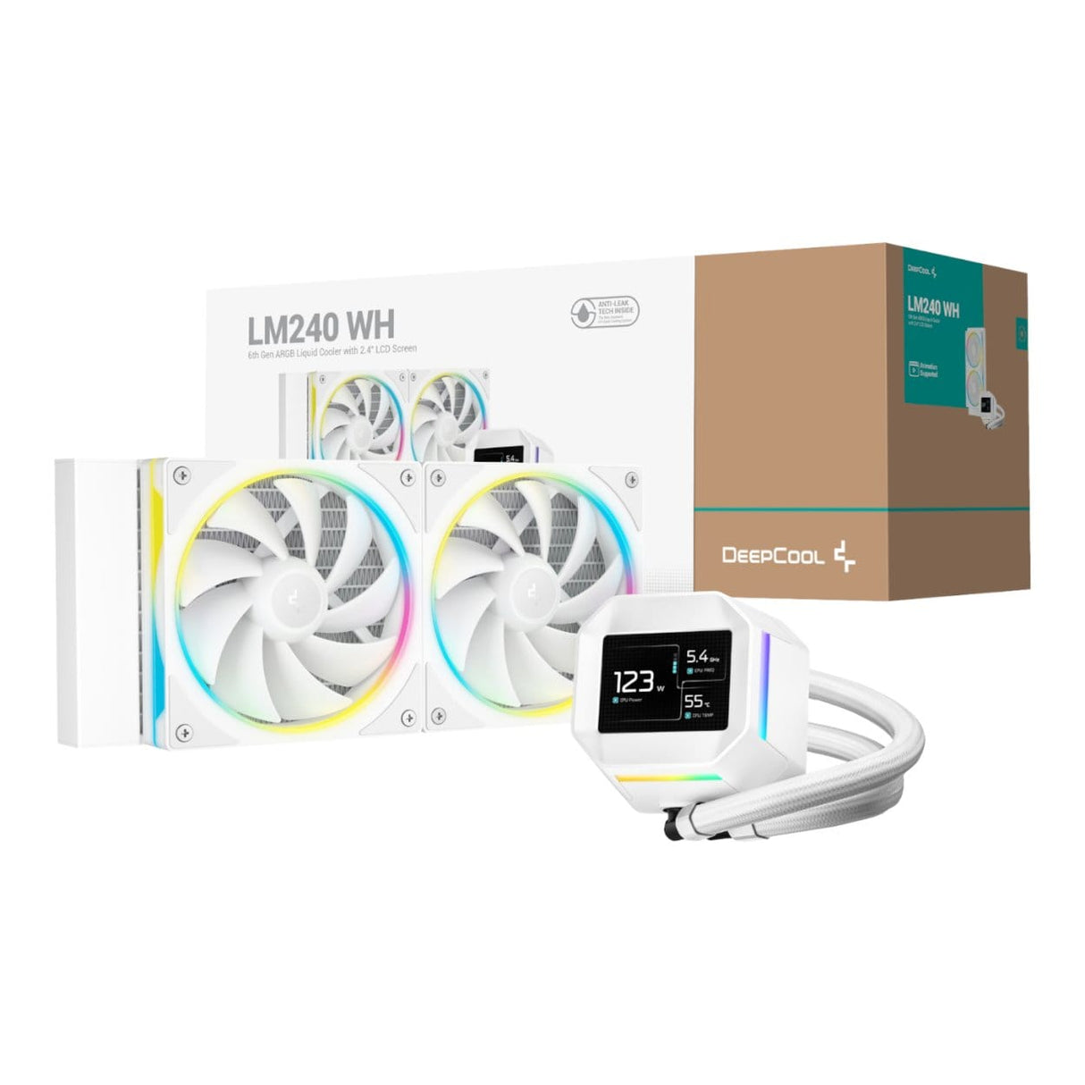 DeepCool LM240 ARGB 240mm AiO CPU Liquid Cooler White R-LM240-WHDMMC-1