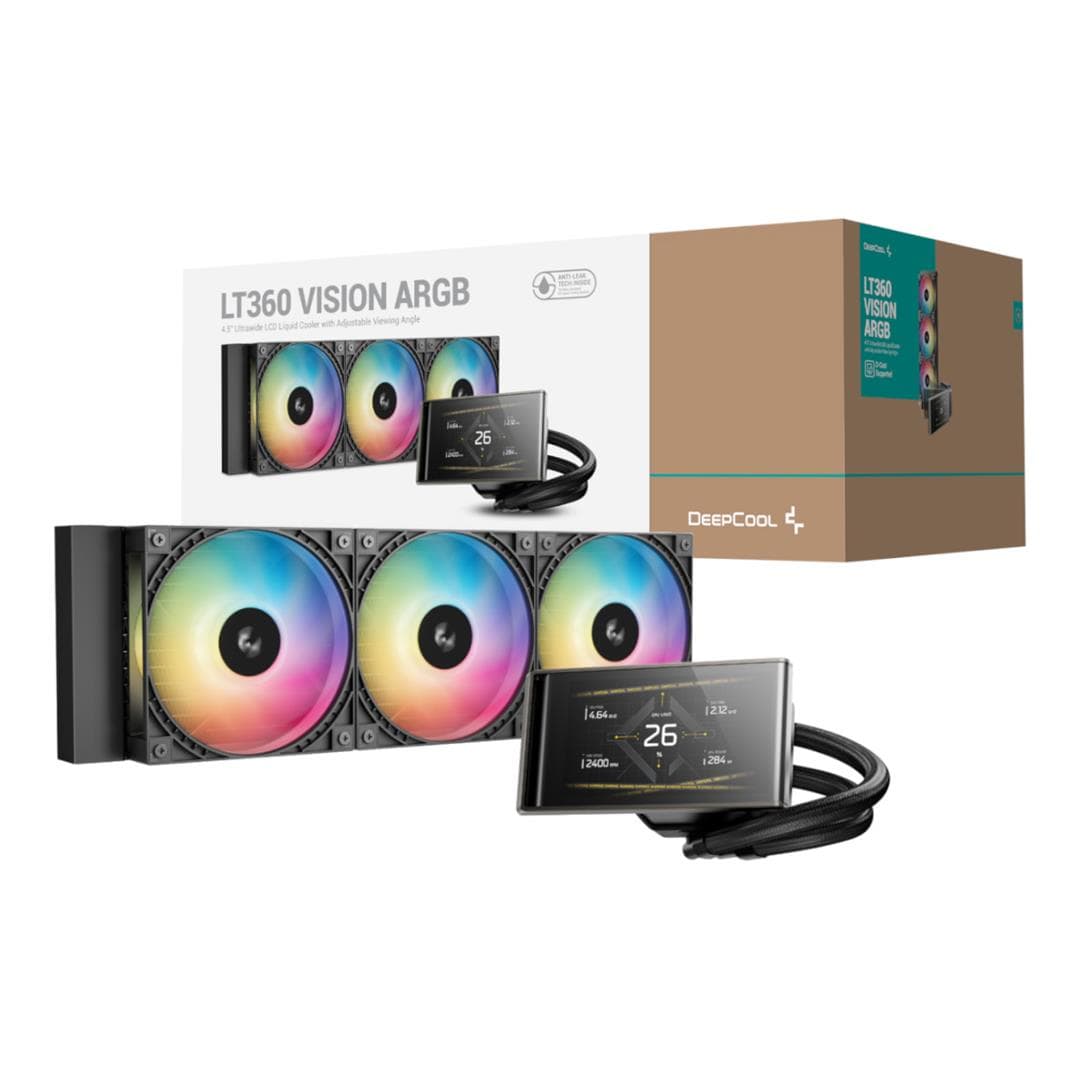 DeepCool LT360 VISION ARGB LCD AIO CPU Liquid Cooler Black R-LT360VISIONBKAMMC-G-1