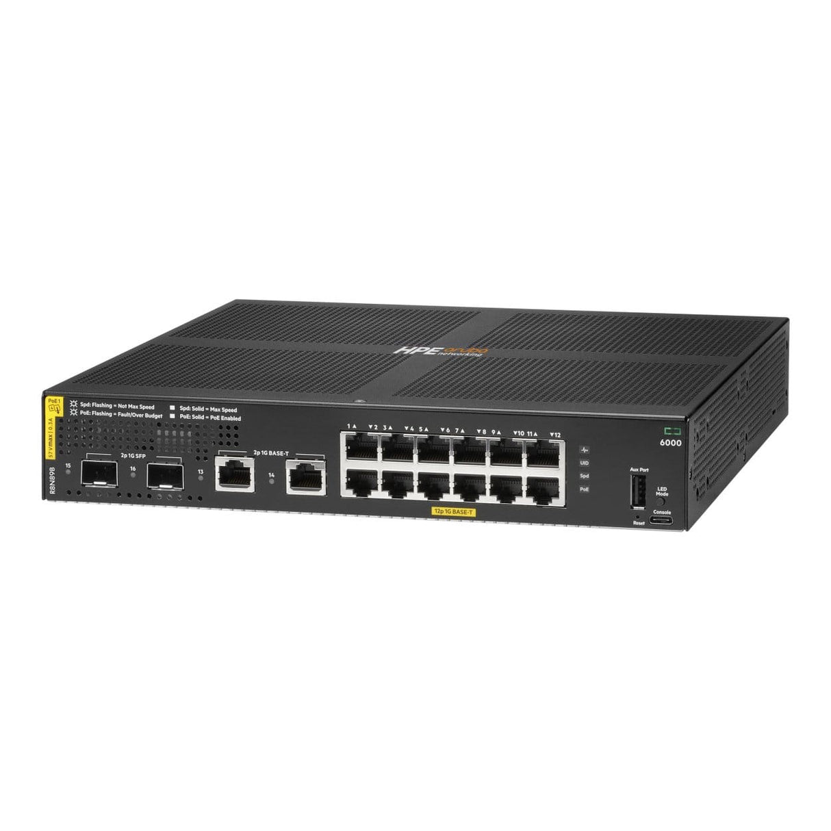 HPE CX 6000 12-Port Gigabit PoE+ Compliant Managed Network Switch R8N89B