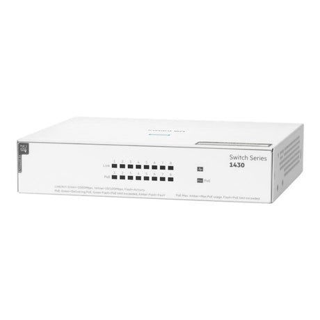 HPE Networking Instant On 1430 8-port Class4 Unmanaged L2 Gigabit Ethernet PoE Switch White R8R46A