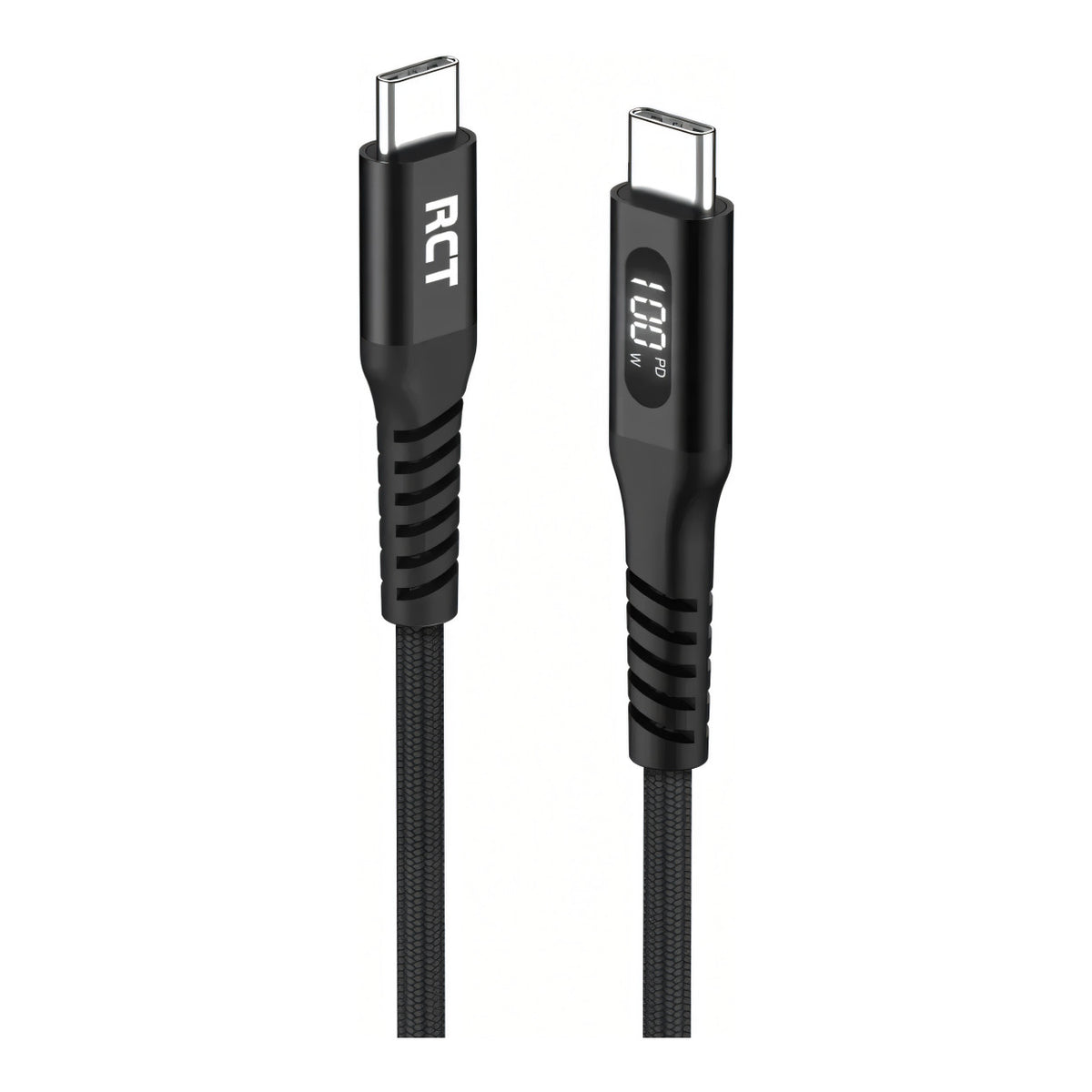 RCT 2m 100W USB-C to USB-C LED Display Sync and Charge Braided Cable RCT USBC 2M