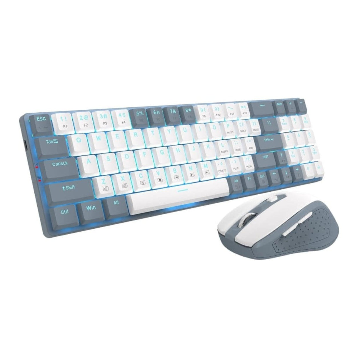 Redragon BS8772 Wireless Low Profile Backlit Mechanical Keyboard and Mouse Combo - Grey White RD-BS-8772GW