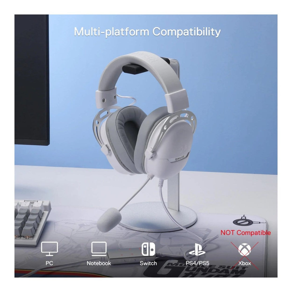 Redragon Over-Ear Aurora Gaming Headset - White RD-H376WG