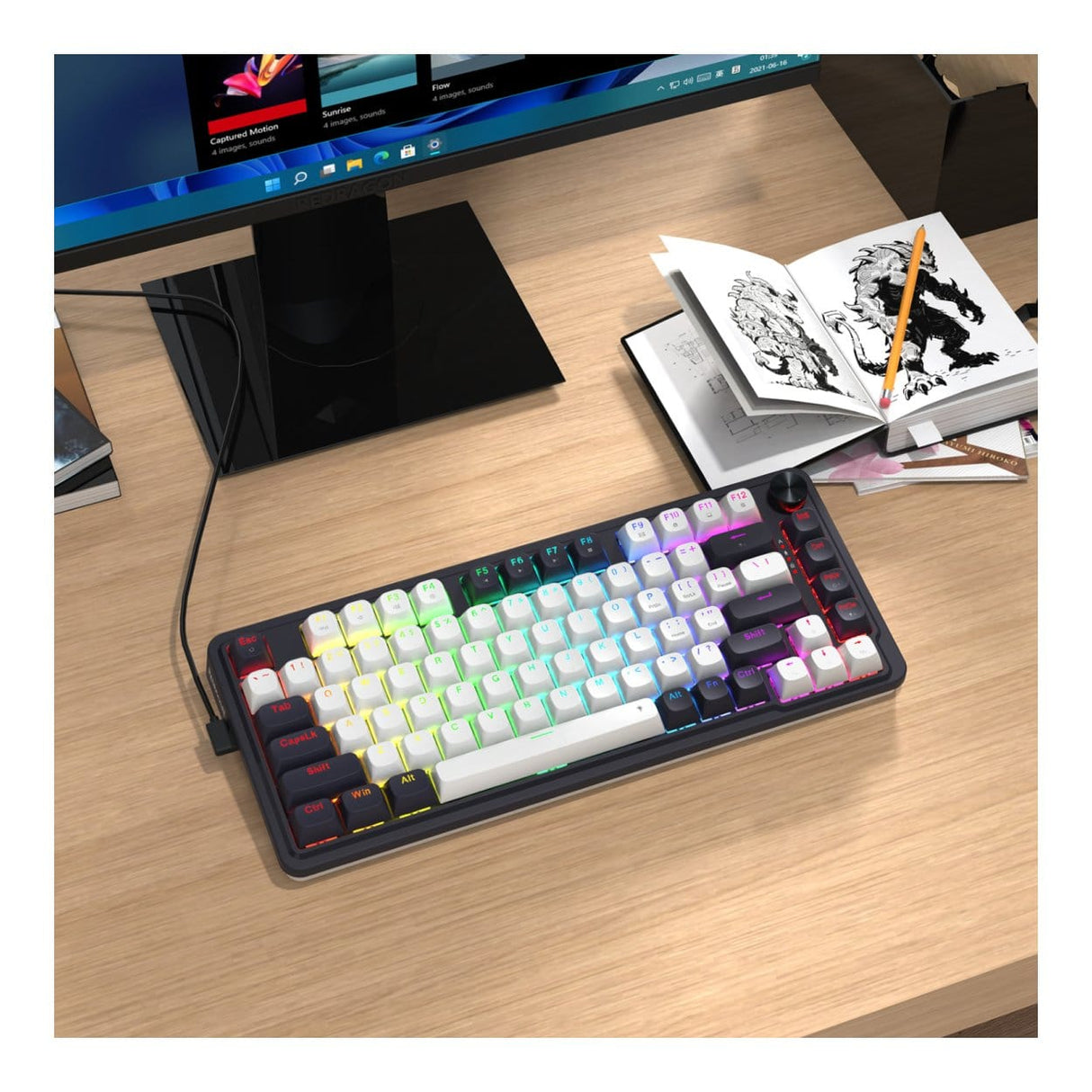 Redragon K673 UCAL 75 Magnetic Ultramag Switch Wired Keyboard Black RD-K673WB-RGB-M