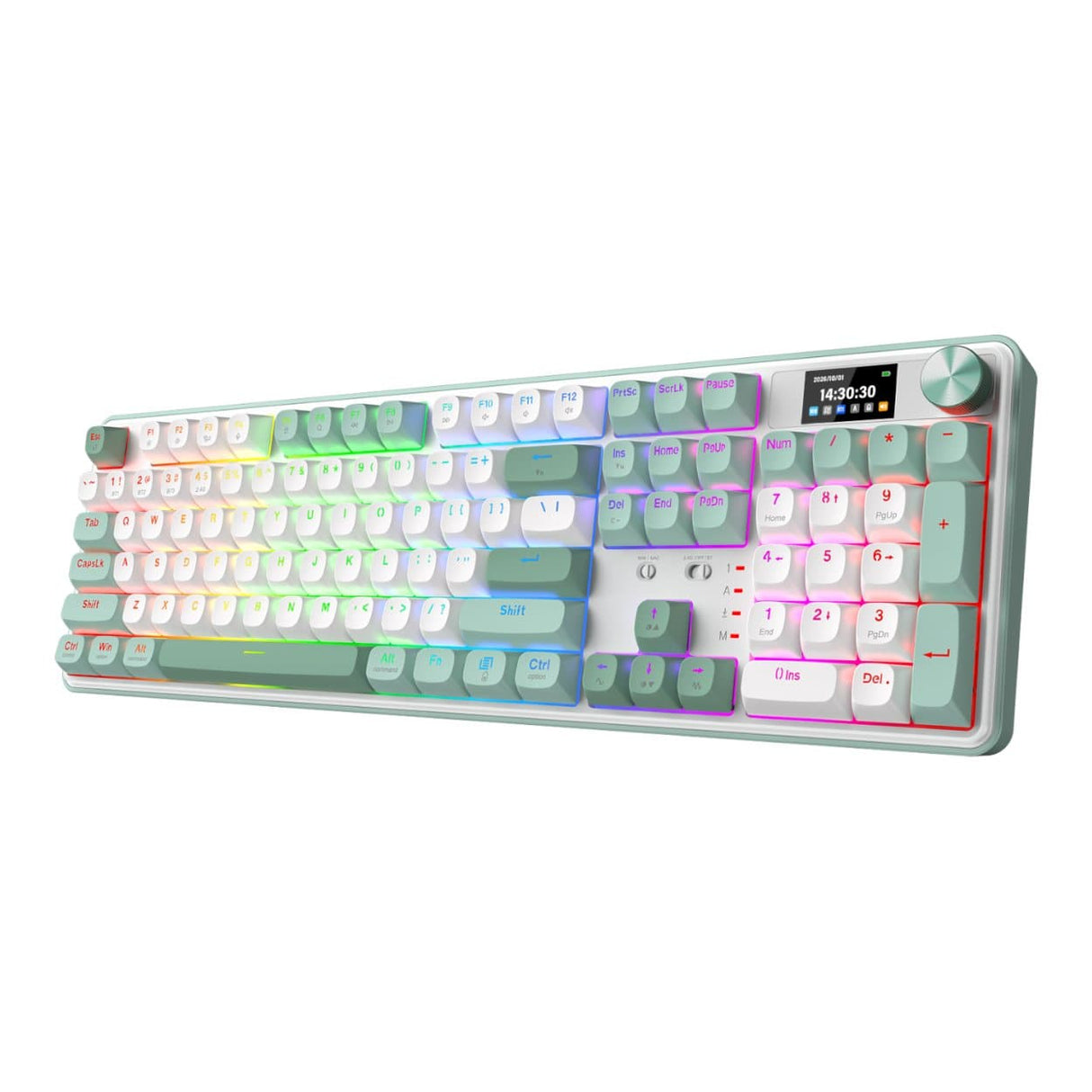 Redragon K761 Pro Full-size RGB Wireless Mechanical Gaming Keyboard White and Green RD-K761WG-RGB-PRO