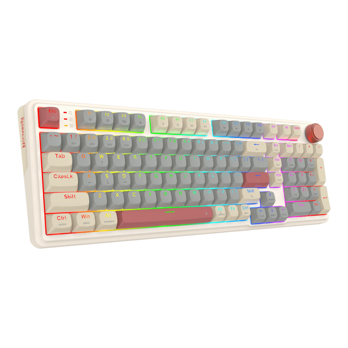 Redragon EISA 100 Retro RGB Wireless Keyboard - Cream Grey RD-K768WGR-WL
