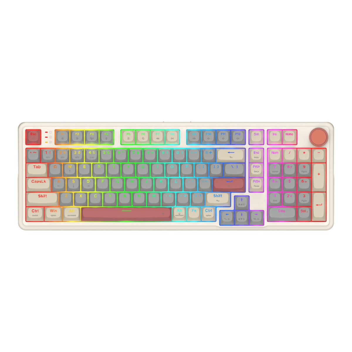 Redragon EISA 100 Retro RGB Wireless Keyboard - Cream Grey RD-K768WGR-WL