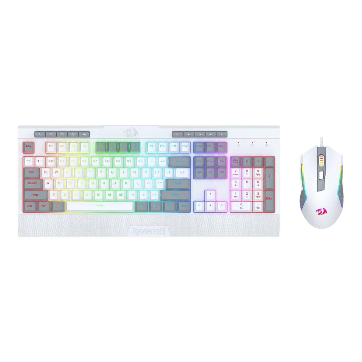 Redragon S151 Wired RGB Gaming Keyboard & Mouse Combo - White and Grey RD-S151W