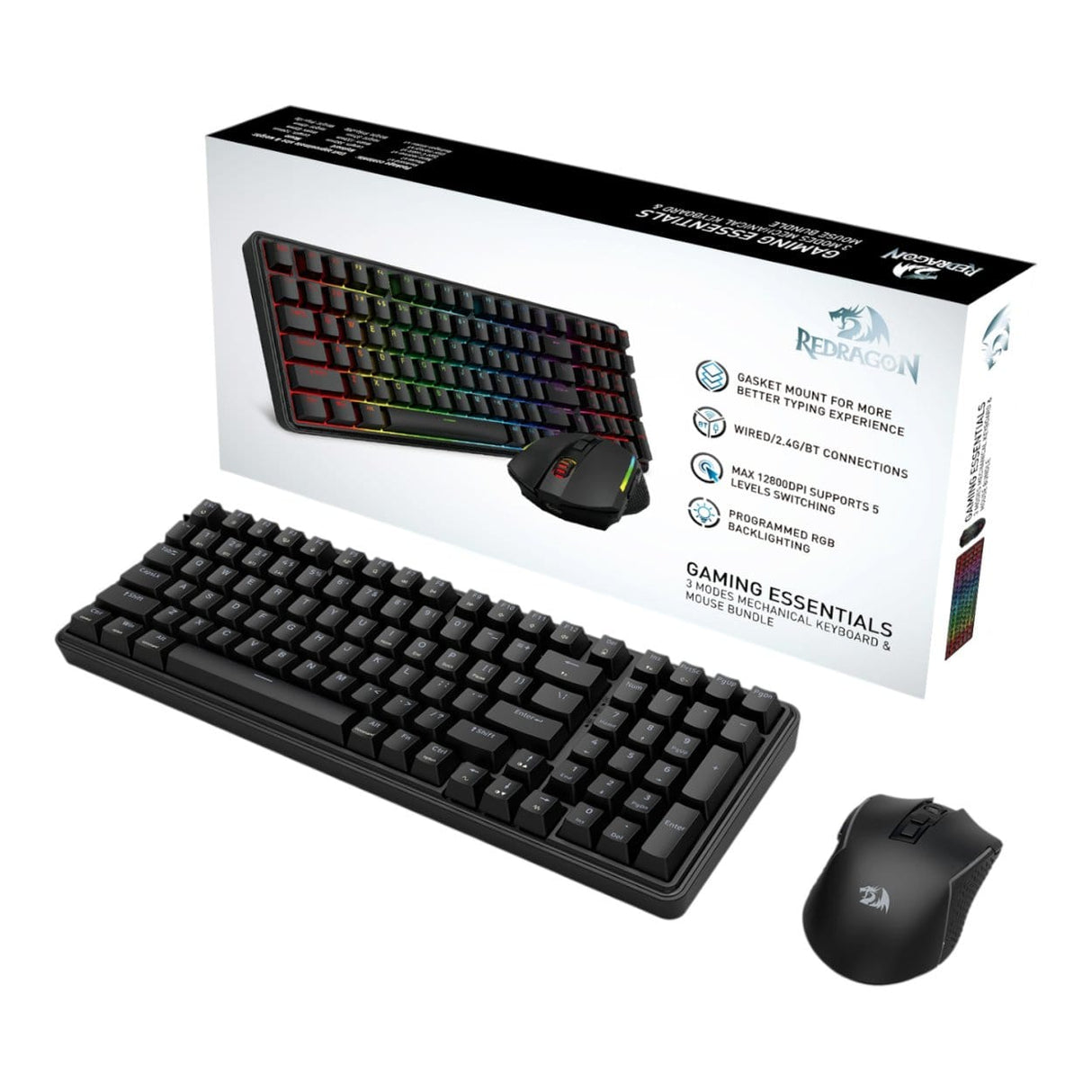 Redragon S162 RGB 3-Mode Wireless Mechanical Gaming Keyboard and Mouse Combo RD-S162