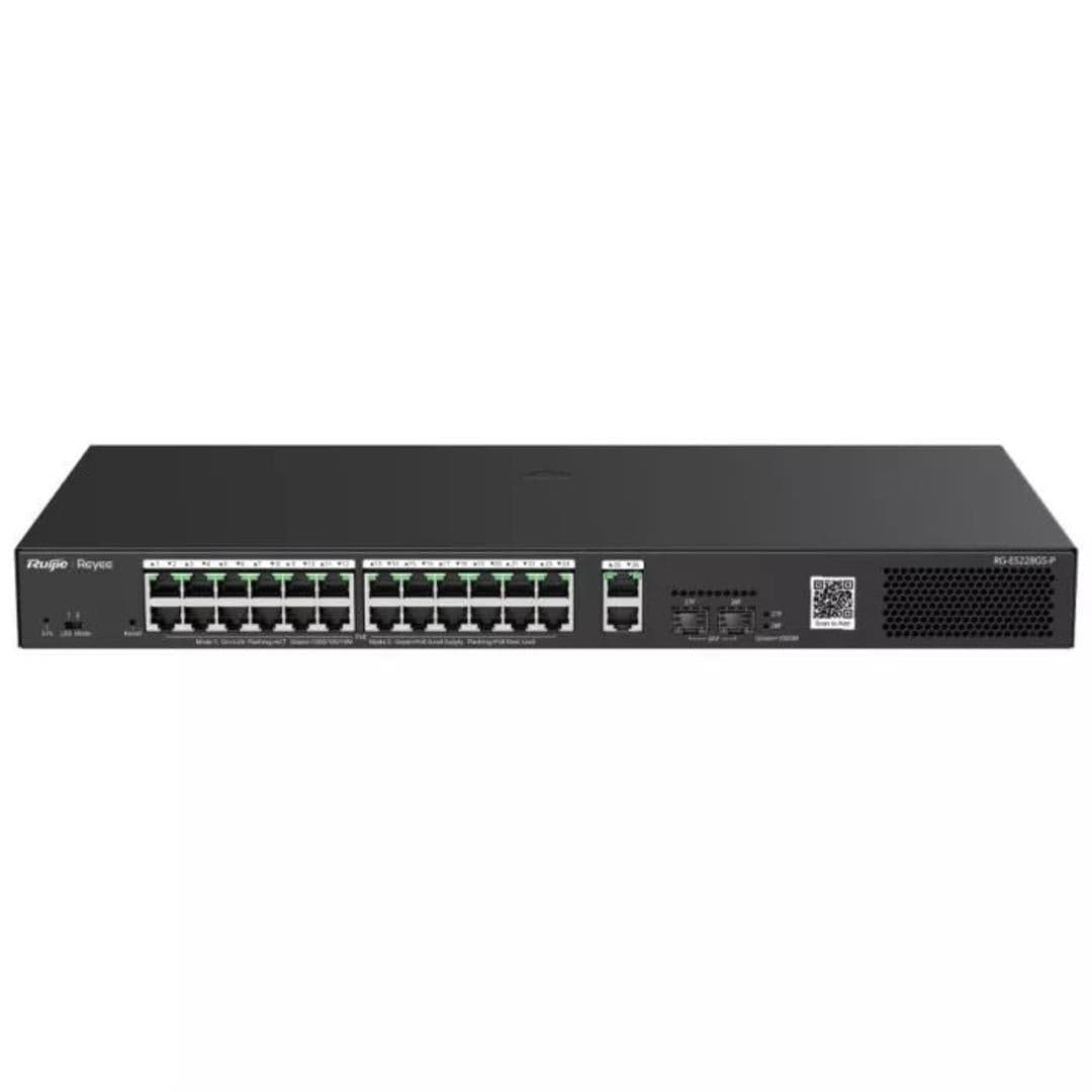 Reyee 26-port Gigabit with 24 PoE 370W 2SFP Smart Managed Switch RG-ES228GS-P