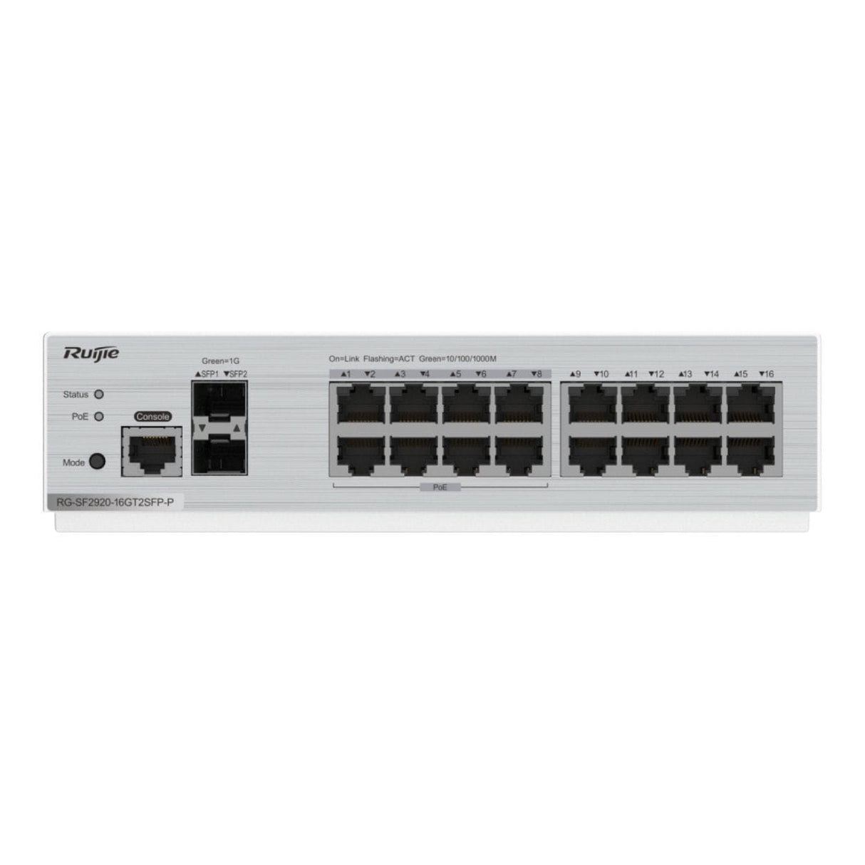 Ruijie Networks RG-SF2920-16GT2SFP-P 16-port GE 2 x Gigabit Uplink Optical Ports All-Optical PoE Switch