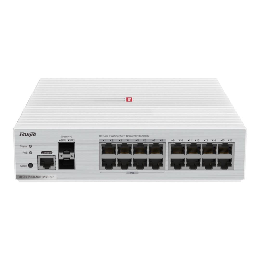Ruijie Networks RG-SF2920-16GT2SFP-P 16-port GE 2 x Gigabit Uplink Optical Ports All-Optical PoE Switch