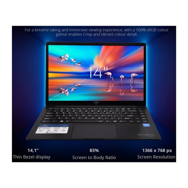 Rizzen NovaBook R40 14.1-inch HD Laptop - Intel Celeron N4020 128GB eMMC 4GB RAM Win 11 Pro