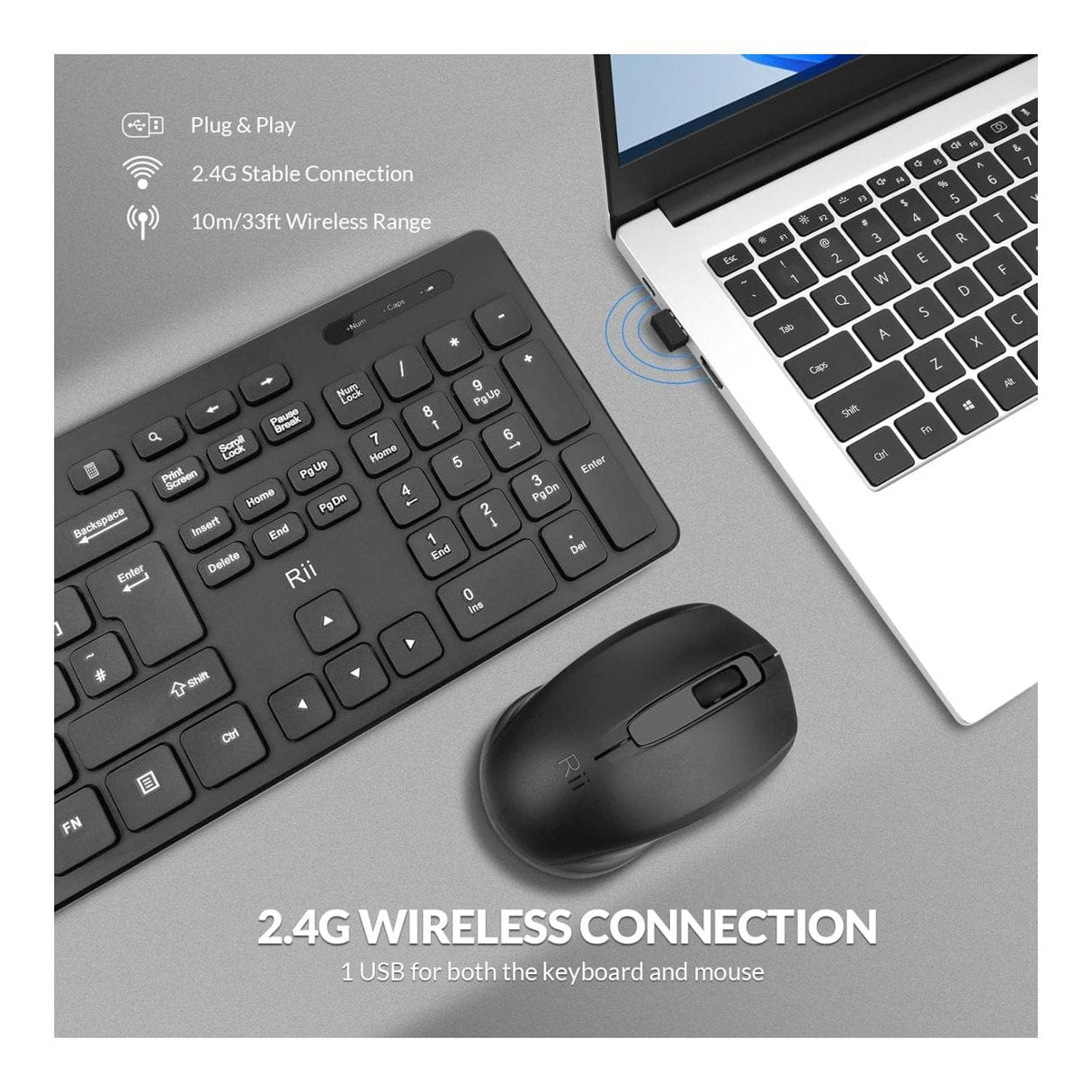 Rii RK200 Wireless Keyboard and Mouse Combo