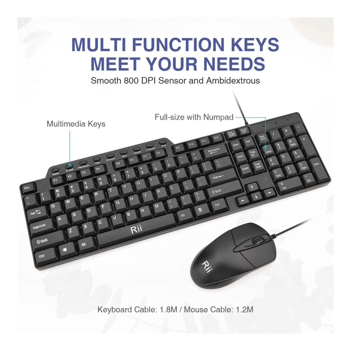 RII RK203 Wired Mouse and Keyboard Combo