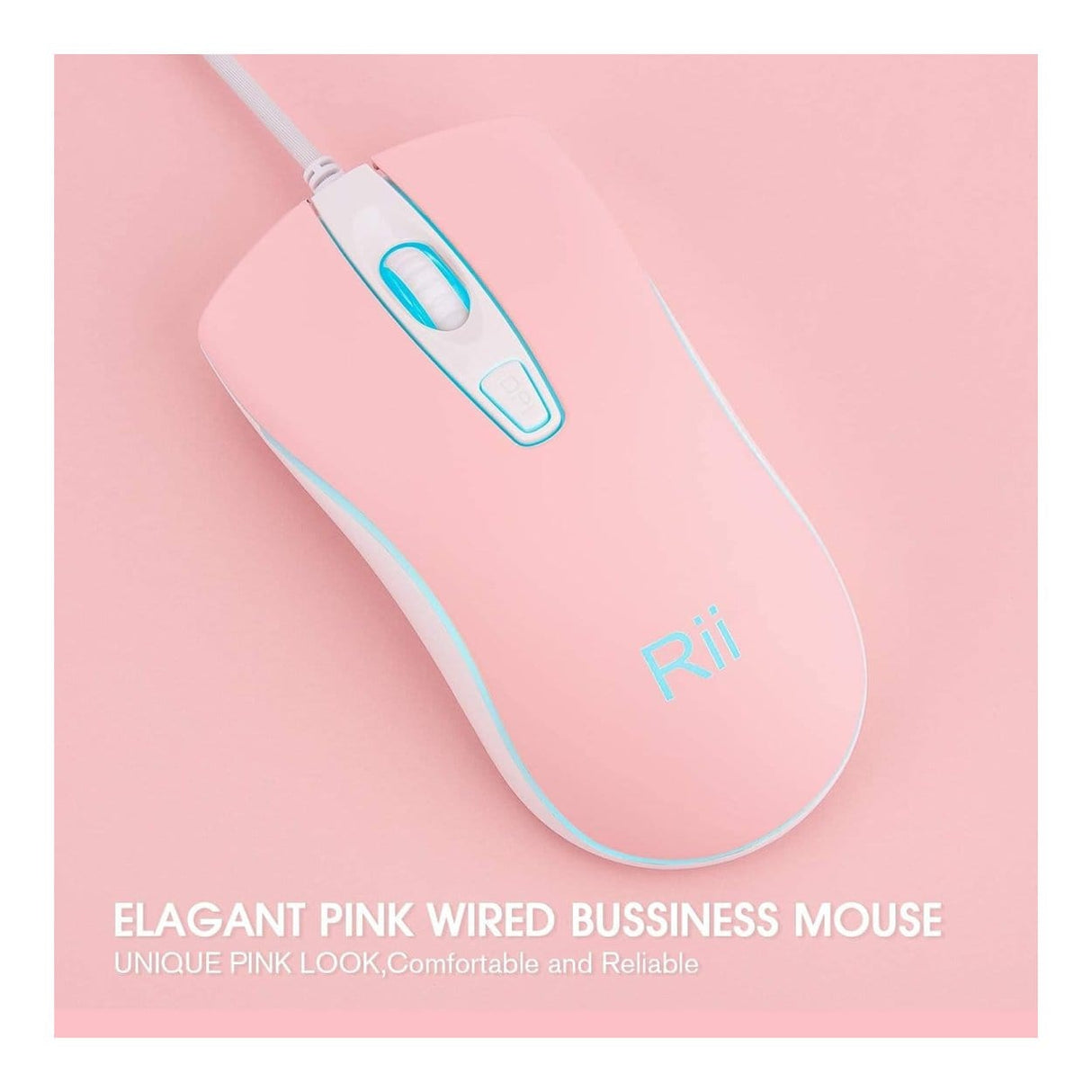 RII RM105 RGB Wired Mouse Pink