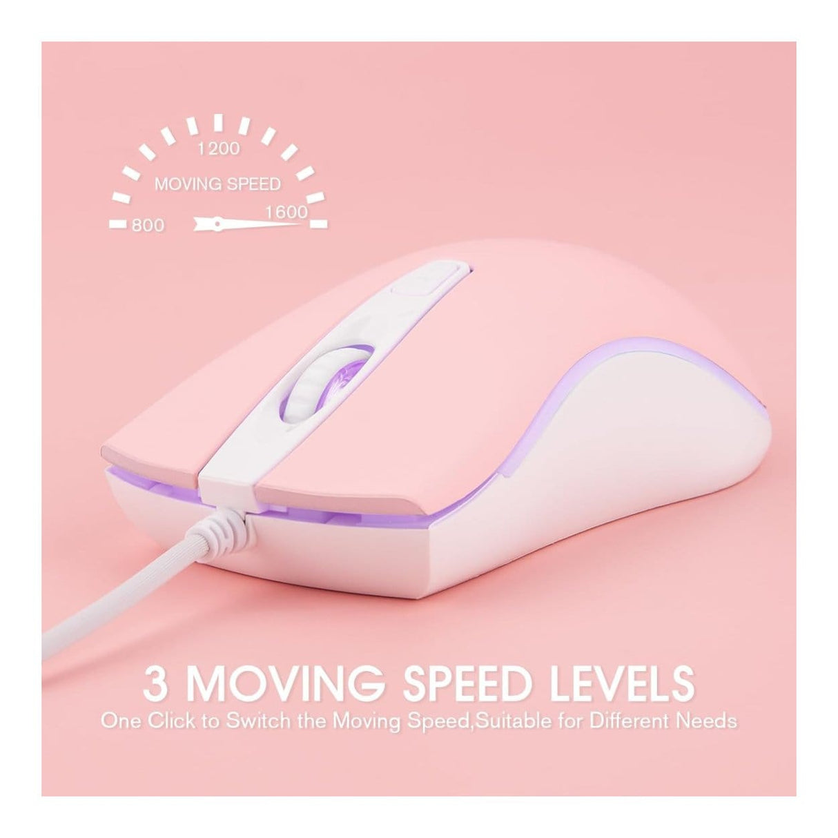 RII RM105 RGB Wired Mouse Pink