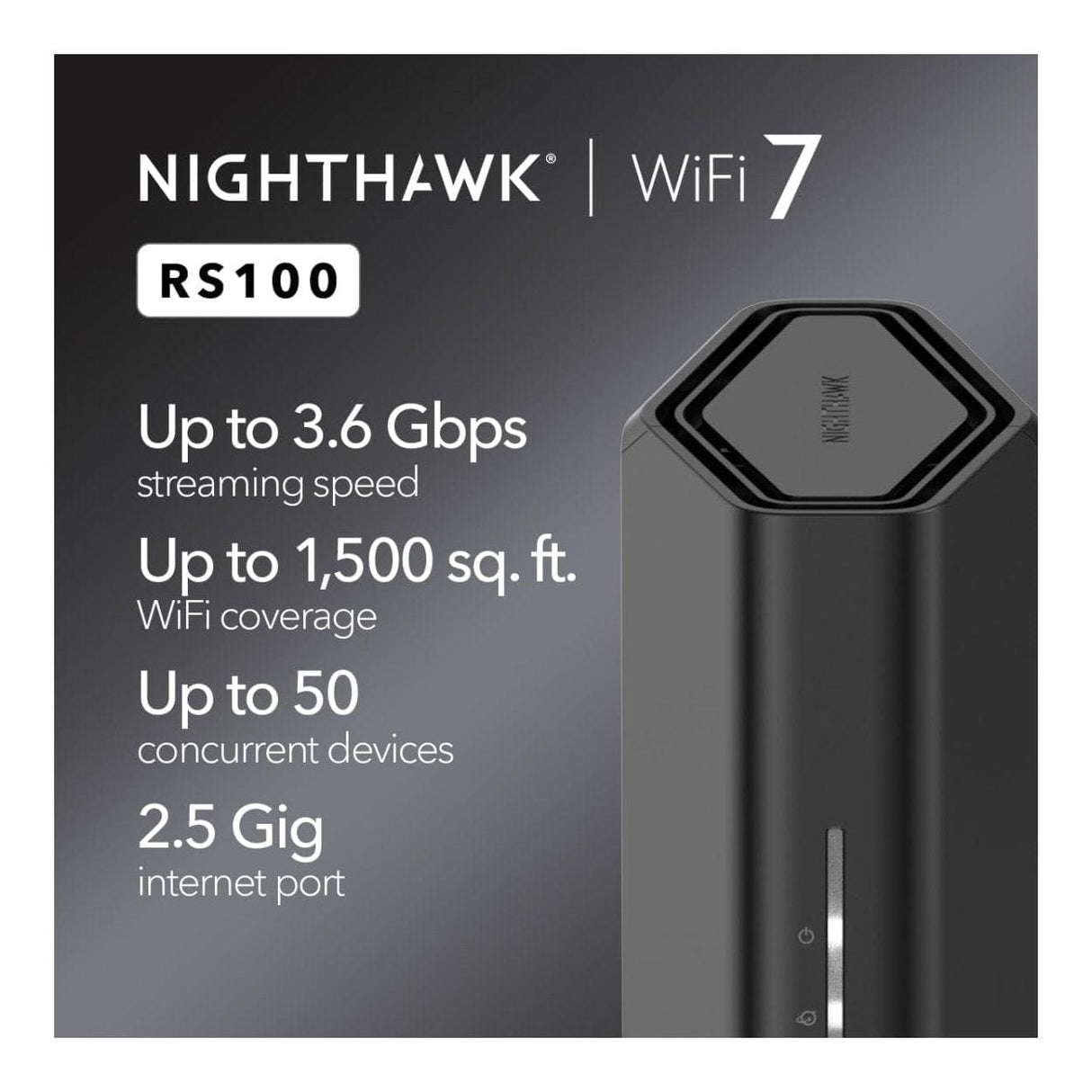 Netgear Nighthawk RS100 Wireless Router - Dual-band 2.4GHz and 5GHz 2.5 Gigabit Ethernet Black RS100-100EUS