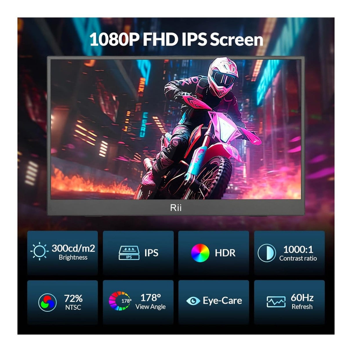 Rii RS100 15.6-inch 1920 x 1080p FHD 16:9 60Hz 14ms LED IPS Portable Monitor