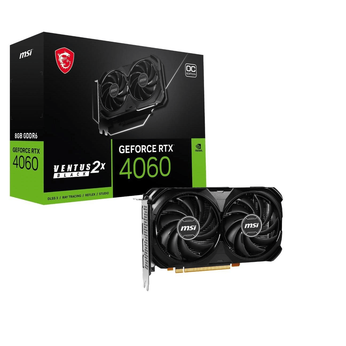 MSI Ventus Nvidia GeForce RTX 4060 2X 8G OC 8GB GDDR6 Graphics Card