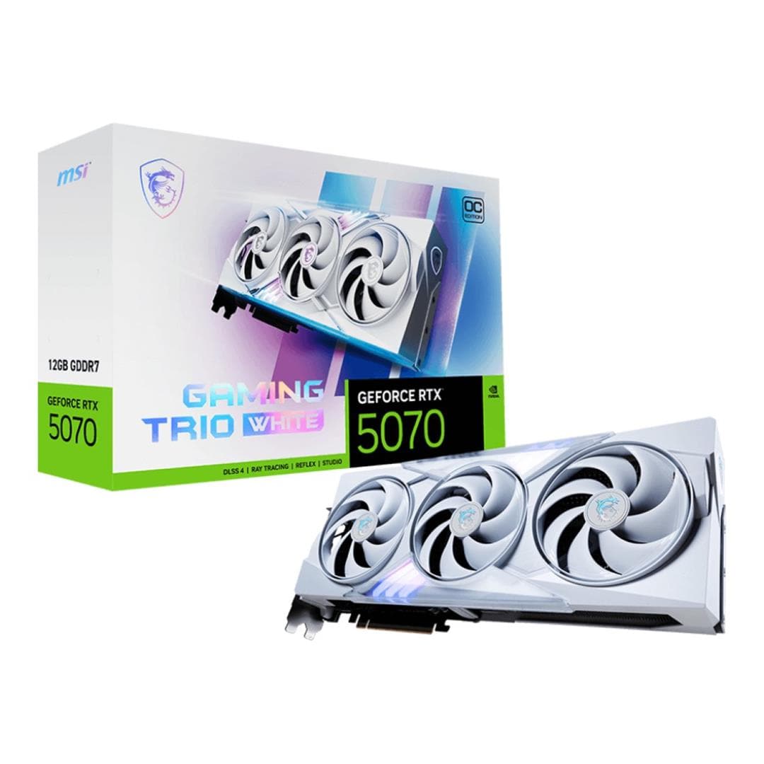 MSI GeForce RTX 5070 12G Gaming Trio OC 12GB GDDR7 Graphics Card White Edition