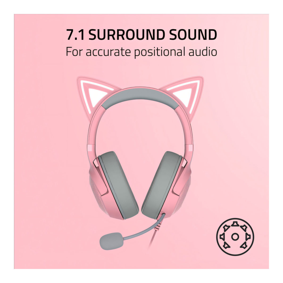Razer Kraken Kitty V2 RGB Wired USB Headset - Quartz Edition RZ04-04730200-R3M1