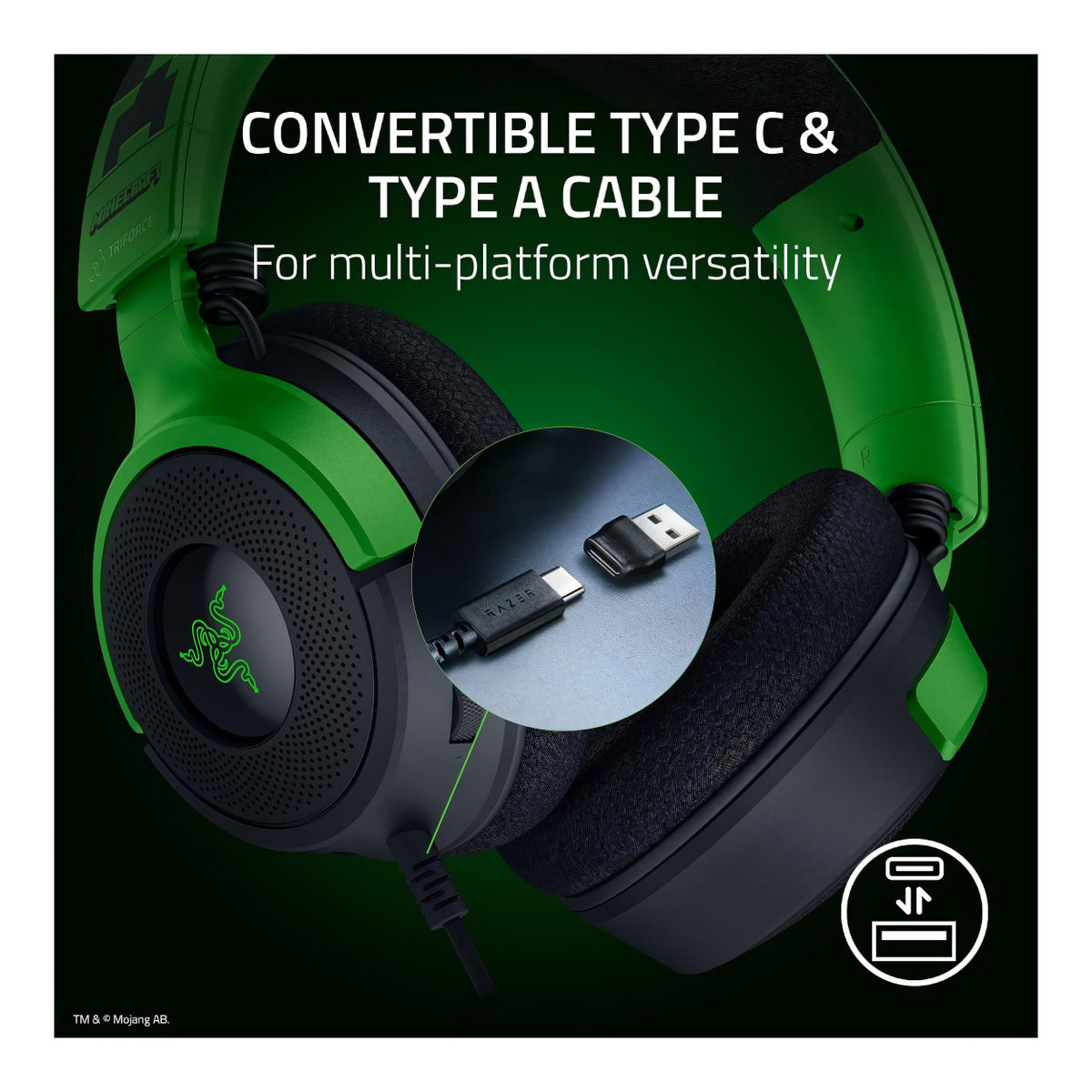 Razer Kraken V4 X RGB Wired USB Headset - Minecraft Edition RZ04-05180200-R3M1